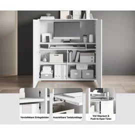 OTTO home PC-Schrank OTTO HOME "Kenia, Sekretär, Home Office", matera, kastanien breslau, B:120cm H:125cm T:39,5cm, Sekretäre, Mit Push-to-open, Tastaturauszug und praktischem Stauraum