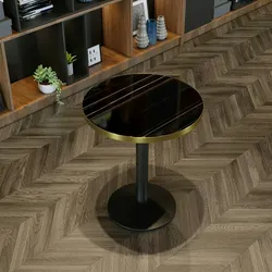 360Home Gastronomiemöbel Cafe Bar Restaurants Hotel Einrichtung  Tisch JBHT Schwarz gold 60*60*75cm
