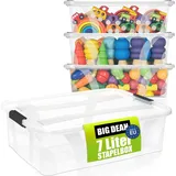 BigDean 3 Stück Aufbewahrungsbox mit Deckel 7 L flach und Transparent – Aufbewahrungsbox stapelbar & Europe