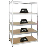 Proregal Schwerlastregal Ragnar für Gesamtlast 875kg Maße: 180x120x60 Verzinkt Kellerregal, Steckregal, Garagenregal, Lagerregal