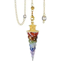 luxuskollektion Edelstein Pendel 7 Chakra Muschelschale Anhänger Kette Reiki Heilung