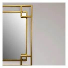 FineBuy Flurspiegel Quadrat Metall Gold Spiegel Hängespiegel Rahmen