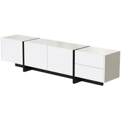 Merax Lowboard, Hochglanz TV-Board, Fernsehtisch scandi, TV-Schrank, Breite:190cm, Weiß