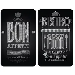 WENKO Herdabdeckplatten Bon Appetit schwarz, grau 2 St.