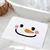 AIBIIN Badematte mit Weihnachtsmotiv und Schneemann, niedlicher Cartoon, weißer Schneemann, rutschfester Badteppich, extra weiche Mikrofaser, Badezimmer-Dekoration, 50 x 80 cm