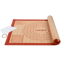 Lazymi Dick Antihafte Backmatte/Backunterlage Silikon rutschfeste Teigmatte Ausrollmatte Silikonmatte Backfolie Backpapier Arbeitsmatte mit Messung 40x50cm für Fondant Pizza Brot Matte, BPA Frei (Rot)