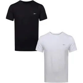 Reebok Unterhemd "Clancy", Herren, Gr. XL (50/52), N-Gr, schwarz-weiß (schwarz, weiß), Stoff, Obermaterial: 92% Polyester, 8% Elasthan, unifarben, körpernah, Rundhals, Unterhemden Unterhemd, Kurzarm, mit Logo, basic, atmungsaktiv, bequem, Rundhalsausschnitt