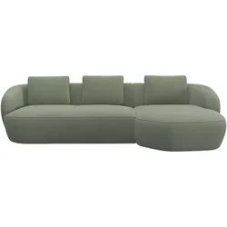 Wohnlandschaft FLEXLUX "Torino, rund, L-Form, Sofa-Ecke mit Recamiere, Longchair-Sofa", grün (olive), B:276cm H:85cm T:146cm, Sofas, Modernes, organisches Sofa-Design, Kaltschaum, Wellenunterfederung