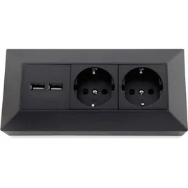 ChiliTec Mehrfachsteckdose 2-fach Anthrazit 2 St.