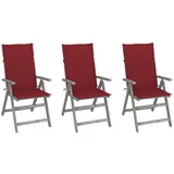vidaXL Gartenstuhl 69 x 69 x 110 cm grau/rot 3 St.