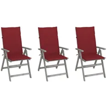 vidaXL Gartenstuhl 69 x 69 x 110 cm grau/rot 3 St.