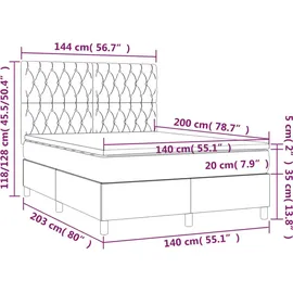 vidaXL Boxspringbett 140 x 200 cm Taupe