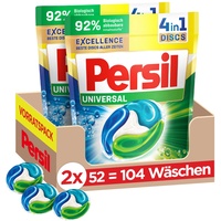 Persil Tiefenrein 4in1 DISCS (104 Waschladungen), Universal Waschmittel mit Tiefenrein Technologie, Vollwaschmittel für reine Wäsche und hygienische Frische für die Maschine
