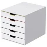 Durable Schubladenbox VARICOLOR® weiß mit bunten Farblinien DIN C4 mit 5 Schubladen