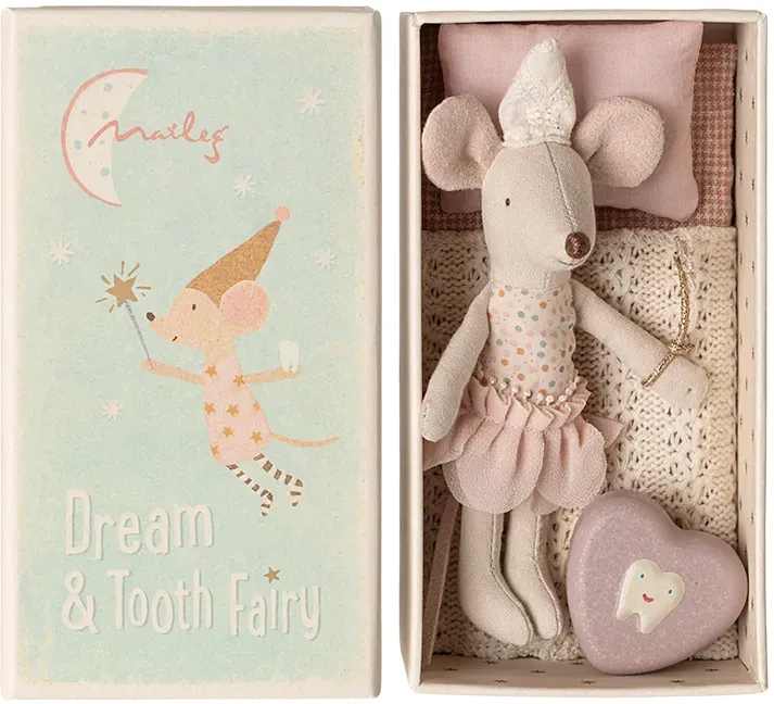 Maileg Zahnfee Maus Schwester in Schachtel - Stoffmaus, Geschenkverpackung, liebevolle Details