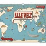 Neumann Alle Welt 2026 - Landkarten-Kalender von DUMONT- Kinder-Kalender -Querformat 60 x 50 cm