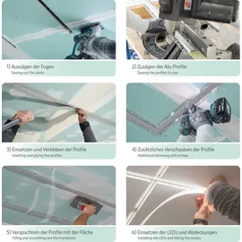 HEXIM LED Trockenbauprofil Alu Unterputzprofil LED Profil (2 Meter / 1 Profil) inkl. Abdeckung opal Trockenbauleiste Einbauprofil Schiene Decke Wan... / Blau
