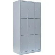 Classix Schließfachschrank Stahl 87 x 50 x 180 cm Lichtgrau 9 Fächer abschließbar