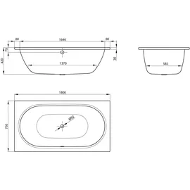 Bette Starlet Rechteckbadewanne 75 x 180 cm (1430-000)