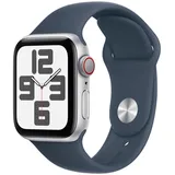 Apple Watch SE 2023 GPS + Cellular 40 mm Aluminiumgehäuse silber, Sportarmband sturmblau S/M