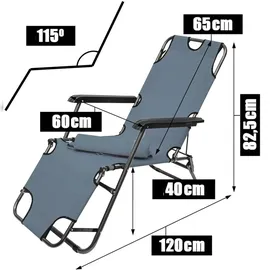 AMANKA Gartenliege 2er Set Gartenstuhl 153 x 60 x 30 cm grau
