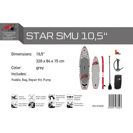 F2 SUP Board Set Stand Up Paddle Board Star 320 x 10,5 cm grau
