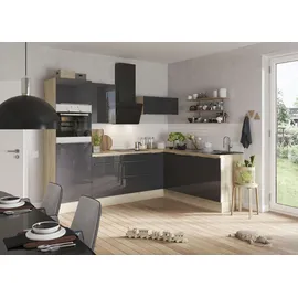 kochstation Winkelküche L-Form 270 cm grau