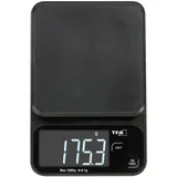 TFA Dostmann Digitale Küchenwaage Cookie, 50.2009, bis 5kg, Tara-Funktion, großes Display, beleuchtetes LCD-Display, flach & kompakt, modern, schwarz