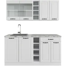 Vicco Singleküche R-Line Weiß Landhaus/Weiß, 160 cm ohne Arbeitsplatte