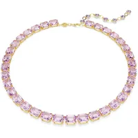Swarovski Millenia Tennis Halskette, Oktagon-Schliff, Violett, Goldlegierungsschicht