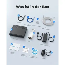 Reolink Überwachungskamera Set, Outdoor, 4X 8MP PoE Bullet Überwachungskamera+8CH 2TB HDD nvr, Personen-/Fahrzeugerkennung, 30m Nachtsicht, 24/7