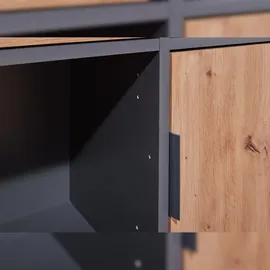 VCM Pepeto Regal 5 Türen, 5 Ablagen grau, Artisan Eiche dekor.