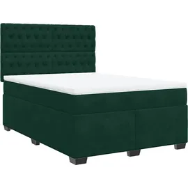 vidaXL Boxspringbett 140 x 200 cm Dunkelgrün