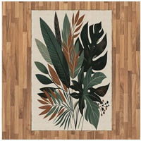 Teppich Flachgewebe Deko-Teppiche für das Wohn-,Schlaf-, und Essenszimmer, Abakuhaus, rechteckig, Monstera Tropische Blätter ein Tanz der Natur grün 120 cm x 180 cm