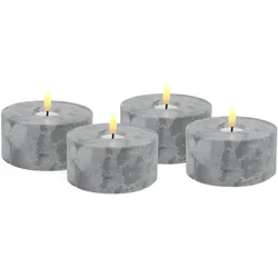 Candela Lights LED Kerzen 4er Set H5xØ10cm Betonoptik mit Fernbedienung Timer Funktion & mehrstufig dimmbar flammenlos Betonoptik