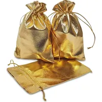 Frau WUNDERVoll® 12 Geschenksäckchen Gold 15 x 10 cm Adventskalender Säckchen Metallic Stoffbeutel zum Basteln und befüllen Gastgeschenk Hochzeit