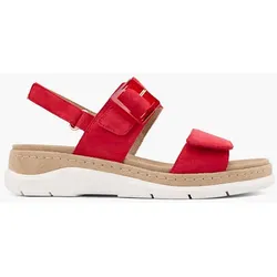 Leder Komfort Sandale - Damen - rot