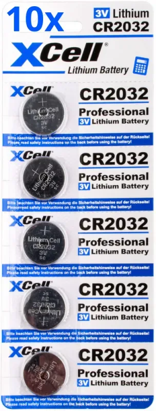 50er Spar-Set XCell CR2032 Lithium-Knopfzelle 3V / 220mAh (10x5er Pack)