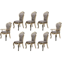 Casa Padrino Luxus Barock Esszimmer Stuhl 8er Set Lila / Antik Gold / Schwarz - Handgefertigte Barockstil Küchen Stühle - Luxus Barockstil Esszimmer Möbel - Barock Esszimmer Möbel