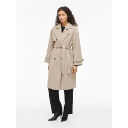 Vila VIQUINN L/S COAT Natural Melange, Größe 40, Regular Fit, knielang