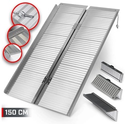 Jago Auffahrrampe Rollstuhlrampe-Aluminium, Mobile Klappbar, Größen 90/122/150cm, 270kg 150 cm