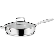Kela Edelstahl 24 cm hoher Rand FLAVORIA, 1,6L Induktion Bratpfanne mit Deckel, Dampfauslassventil, Schmortopf unbeschichtet