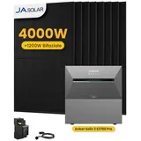 Anker Balkonkraftwerk 4000W Anker SOLIX Solarbank 3 E2700 Pro mit Smart Meter, Zusatzsakkus, (Smart Meter und 8x JASolar 500Wp Full Black im Lieferumfang enthalten), Speicher mit integriertem Wechselrichter, All-in-One 2,668kWh Akku