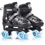 ERNAN Rollschuhe Kinder Verstellbar.komfortabl LED Rollerskates für Jugendliche und Anfänger.4 Größen verstellbar,Rollschuhe für Mädchen,Jungen und Anfänger (White, S)