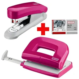 Novus Locher-Tacker-Büroset Evolution Twin Set fresh, pink