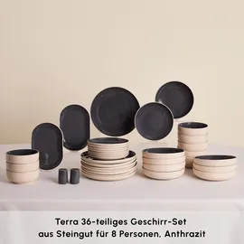 KARACA Terra Geschirrset Tafelservice 36-tlg. Anthrazit