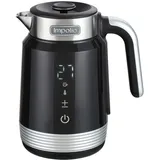 Impolio Retro Novo Wasserkocher, Wasserkocher mit Temperatureinstellung, Wasserkocher Schwarz 2200W, Live Temperaturanzeige, Doppelwandiger Edelstahlbehälter (Retro Novo)