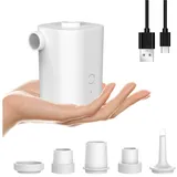 Senmudi Elektropumpe Tragbare Luftpumpe Elektrisch, Akku Luftpumpe Mit 5 Luftdüsen (2500mah Wiederaufladbare luftpumpe luftmatratze,pumpe luftmatratze, luftballonpumpe elektrisch mit Schnellem Aufblasen/Entleeren), für Planschbecken, Wiederaufladbarer Luftkissen, Schwimmring, Isomatte weiß