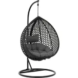 Uniprodo Outdoor-Hängesessel mit Gestell Hängesessel Garten faltbar schwarz/grau 150 kg