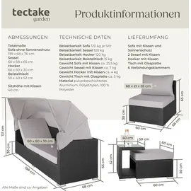 Tectake San Marino Polyrattan Lounge-Set schwarz